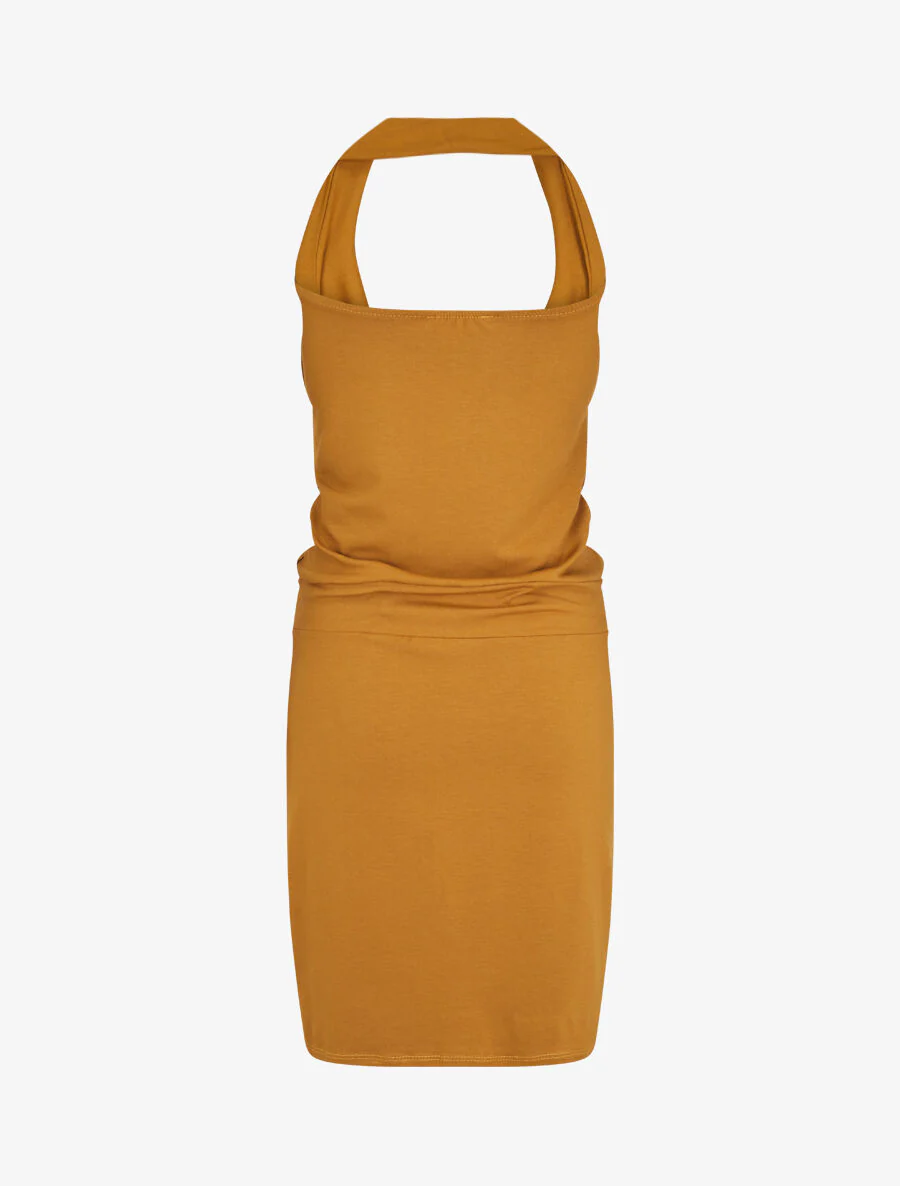 Robe à dos nu et col bénitier - Moutarde - Image 2