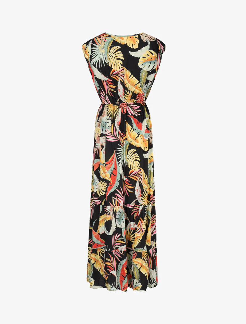 Robe à emmanchures volantées imprimé tropical - noir - Image 2