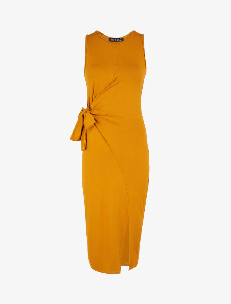 Robe à empiècements à nouer - jaune