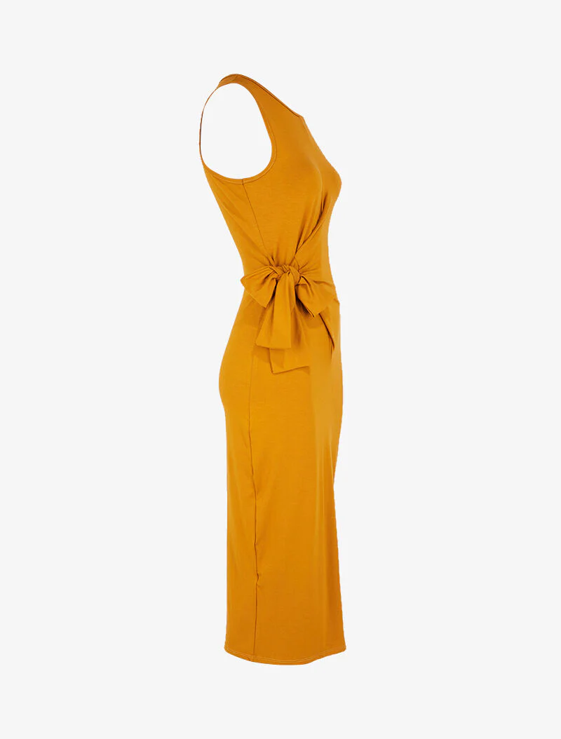 Robe à empiècements à nouer - jaune - Image 3