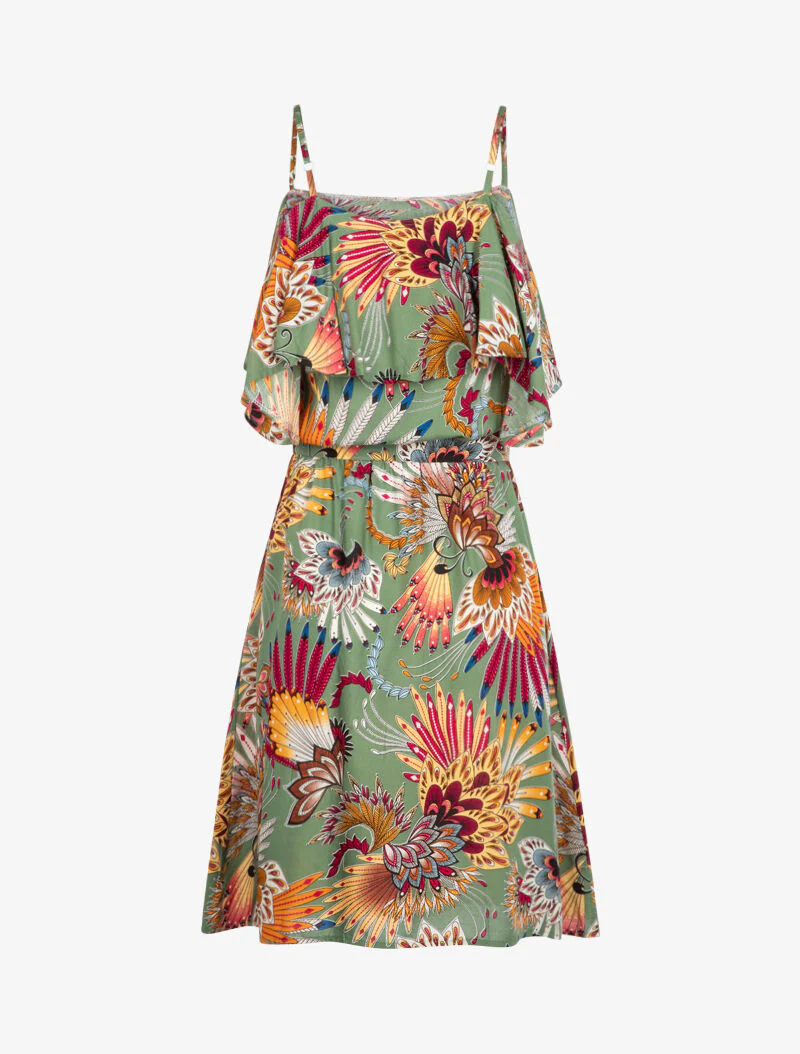 Robe à épaules dénudées - kaki - Image 4
