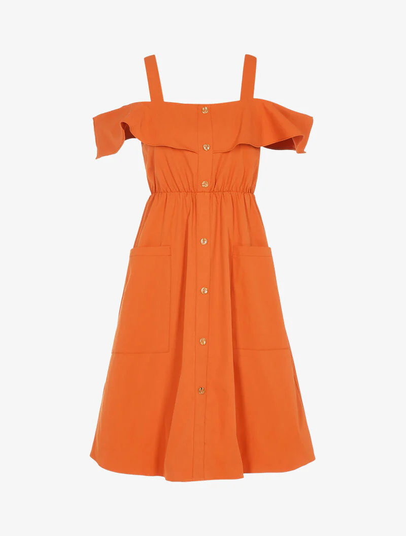 Robe à épaules nues - orange
