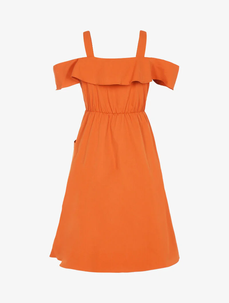 Robe à épaules nues - orange - Image 2