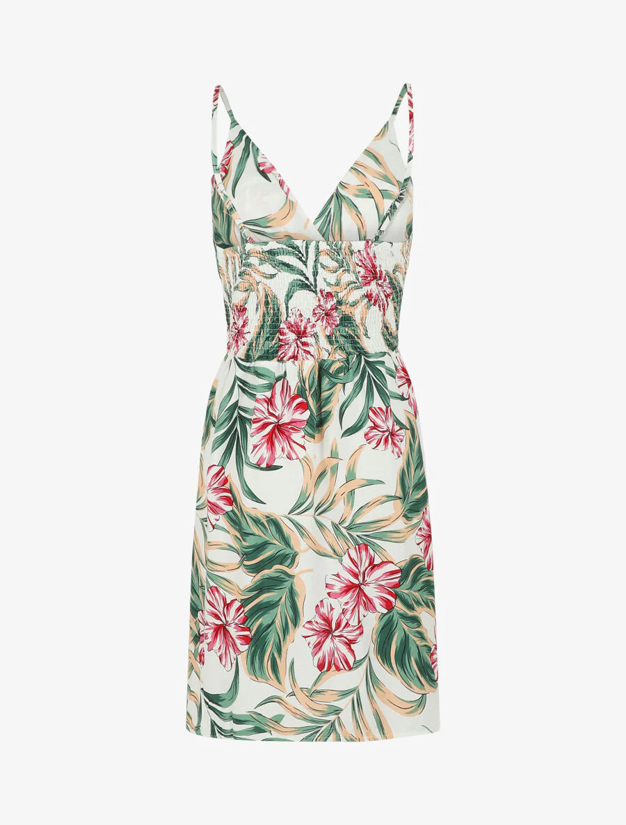 Robe à fines bretelles imprimé tropical - Blanc - Image 2