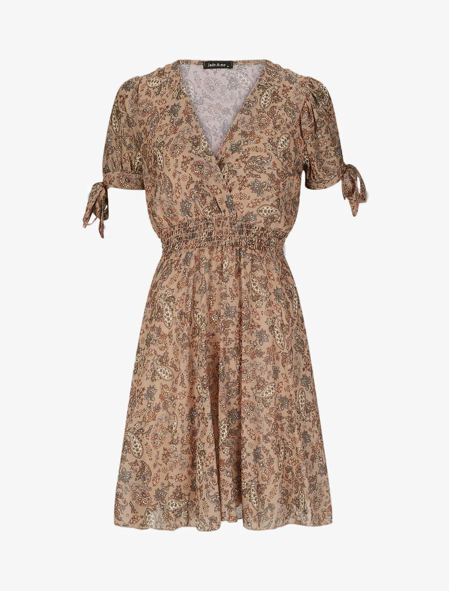 Robe à imprimé cachemire - Camel