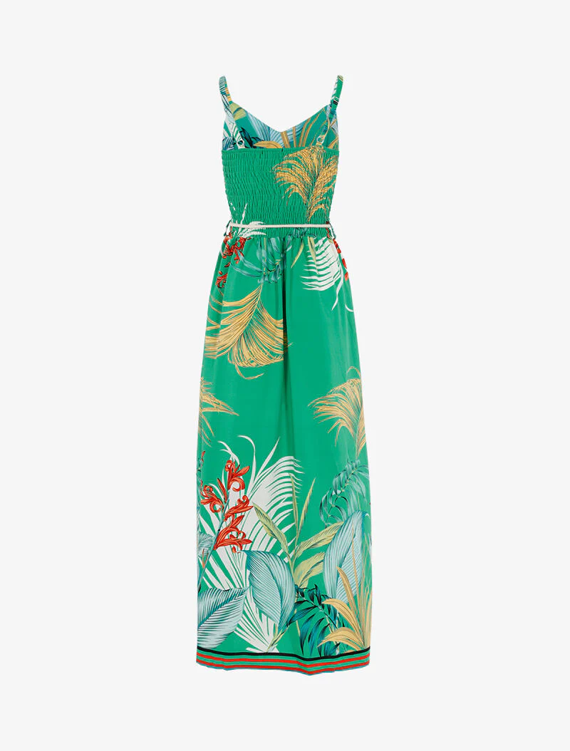 Robe à imprimé feuillages et détails rayés - vert - Image 2