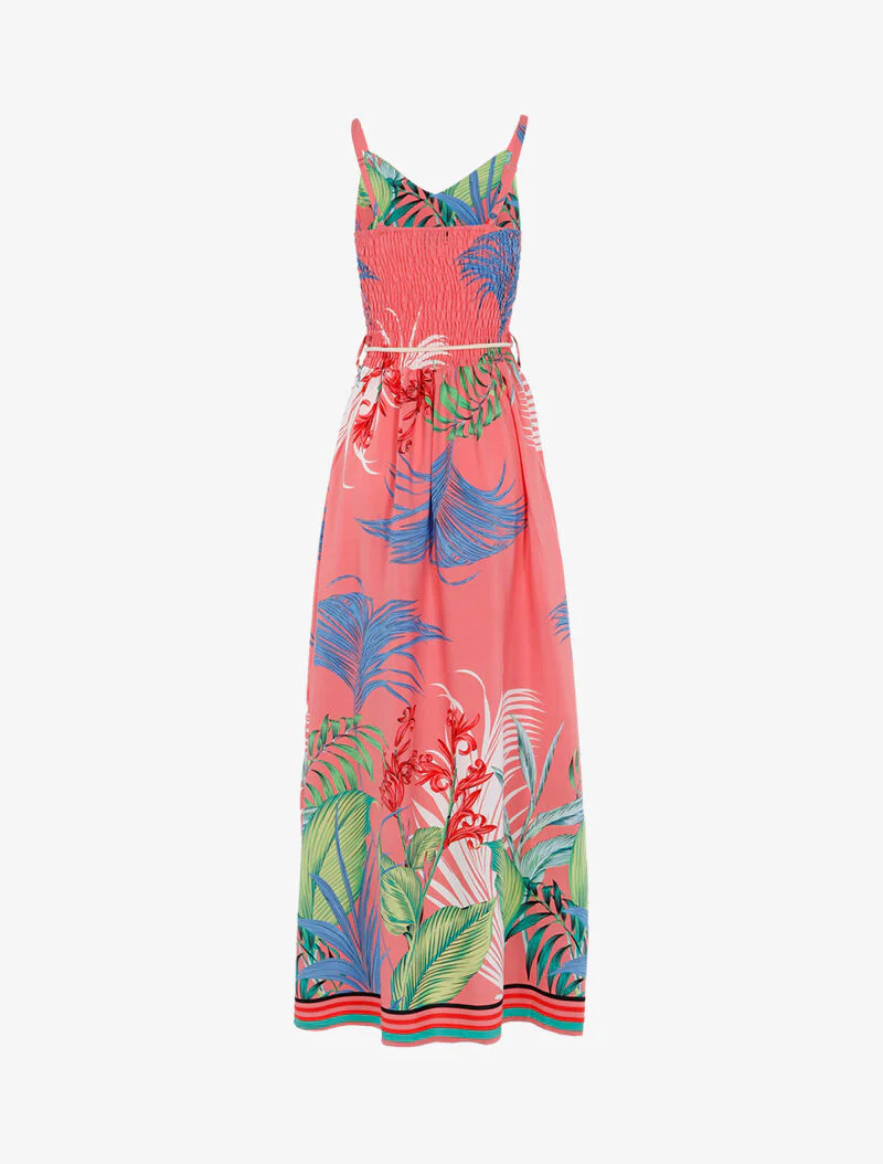 Robe à imprimé feuillages et détails rayés - rose - Image 2