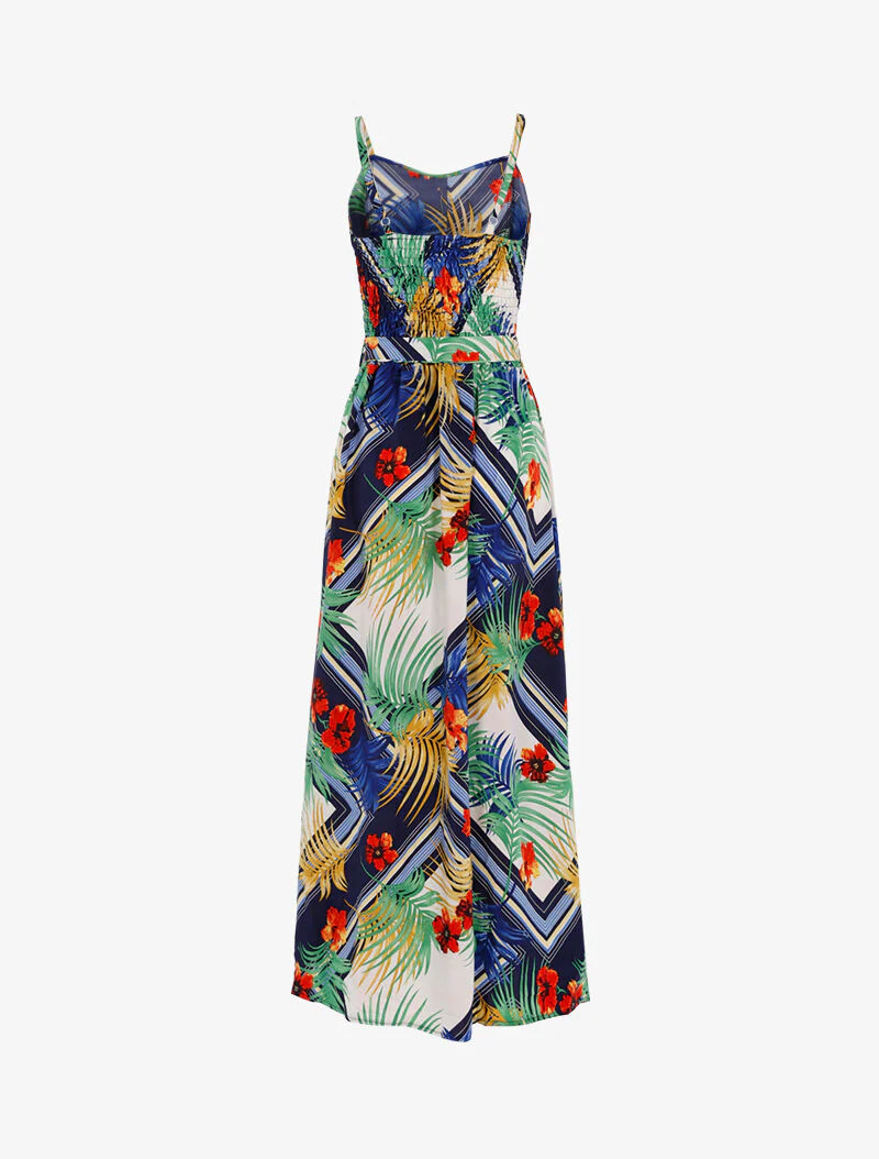 Robe à imprimé feuillages et fleurs - marine - Image 2