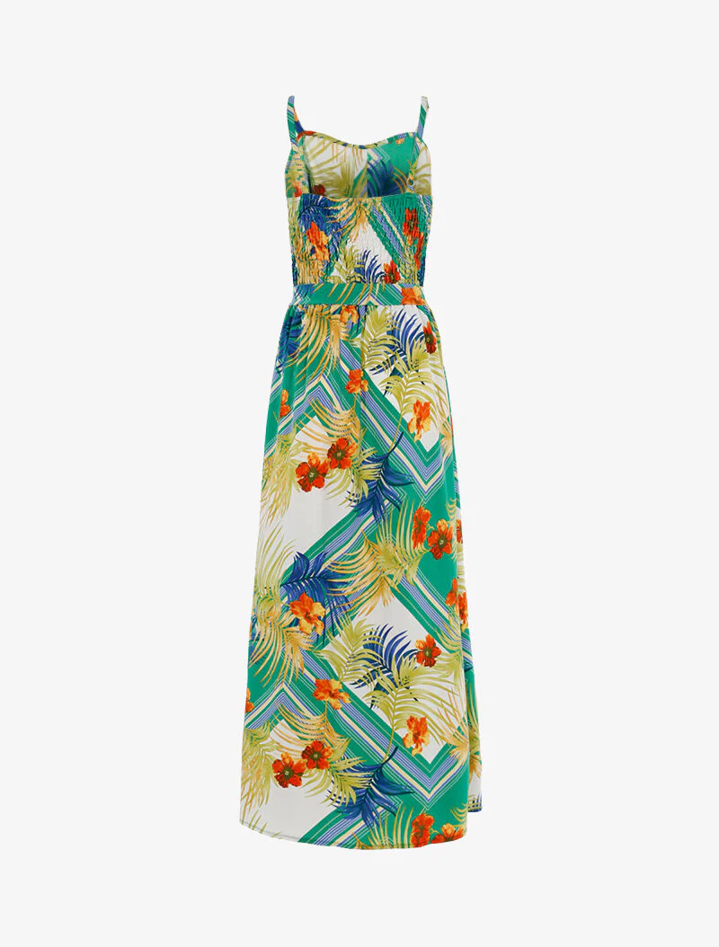Robe à imprimé feuillages et fleurs - vert - Image 2