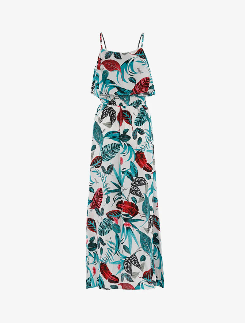 Robe à imprimé feuillages - blanc - Image 2