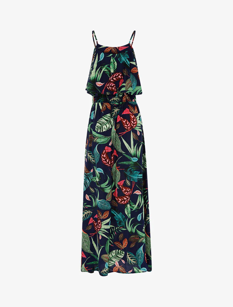 Robe à imprimé feuillages - marine - Image 2