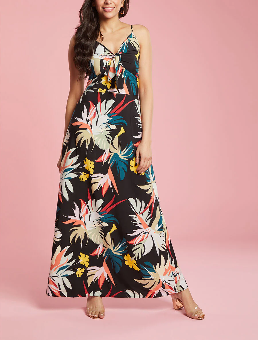 Robe à imprimé fleurs d'été - noir - Image 3