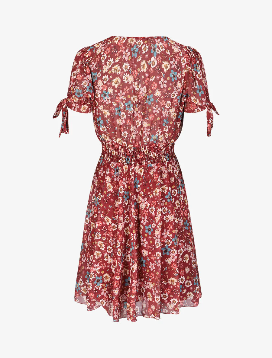 Robe à imprimé fleurs printanières - Bordeaux - Image 2