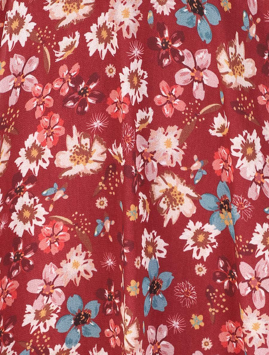 Robe à imprimé fleurs printanières - Bordeaux - Image 3