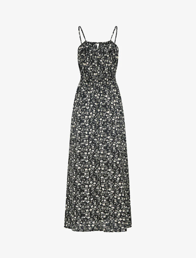 Robe à imprimé floral et crochet - noir - Image 2