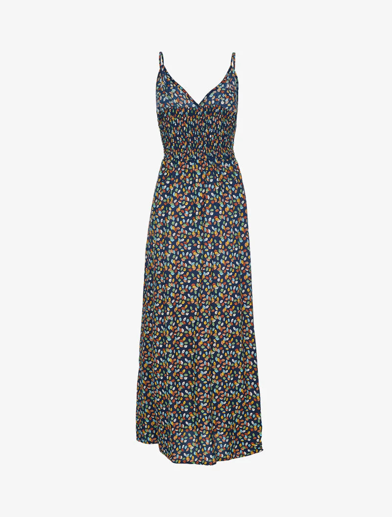 Robe à imprimé petites feuilles colorées - marine - Image 2