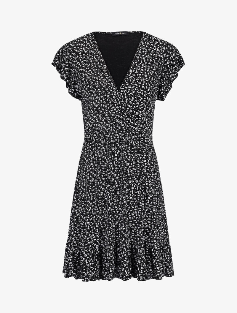 Robe à imprimé petites fleurs - noir