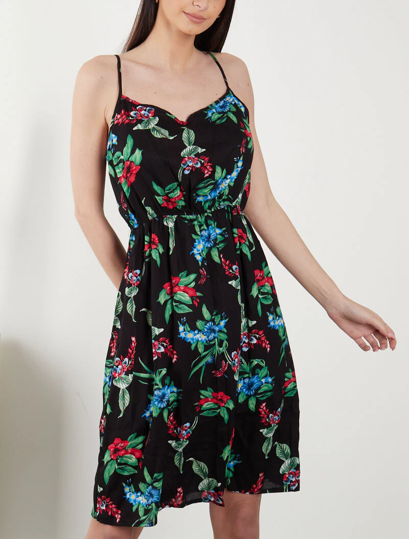Robe à imprimé printanier - noir