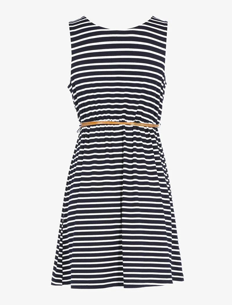 Robe à imprimé style marinière - blanc/marine - Image 2