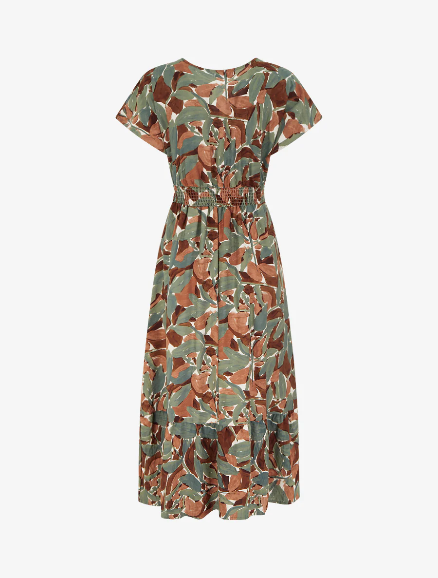 Robe à imprimé stylisé et col en crochet - Kaki - Image 2