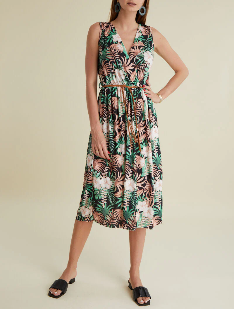 Robe à imprimé tropical - noir