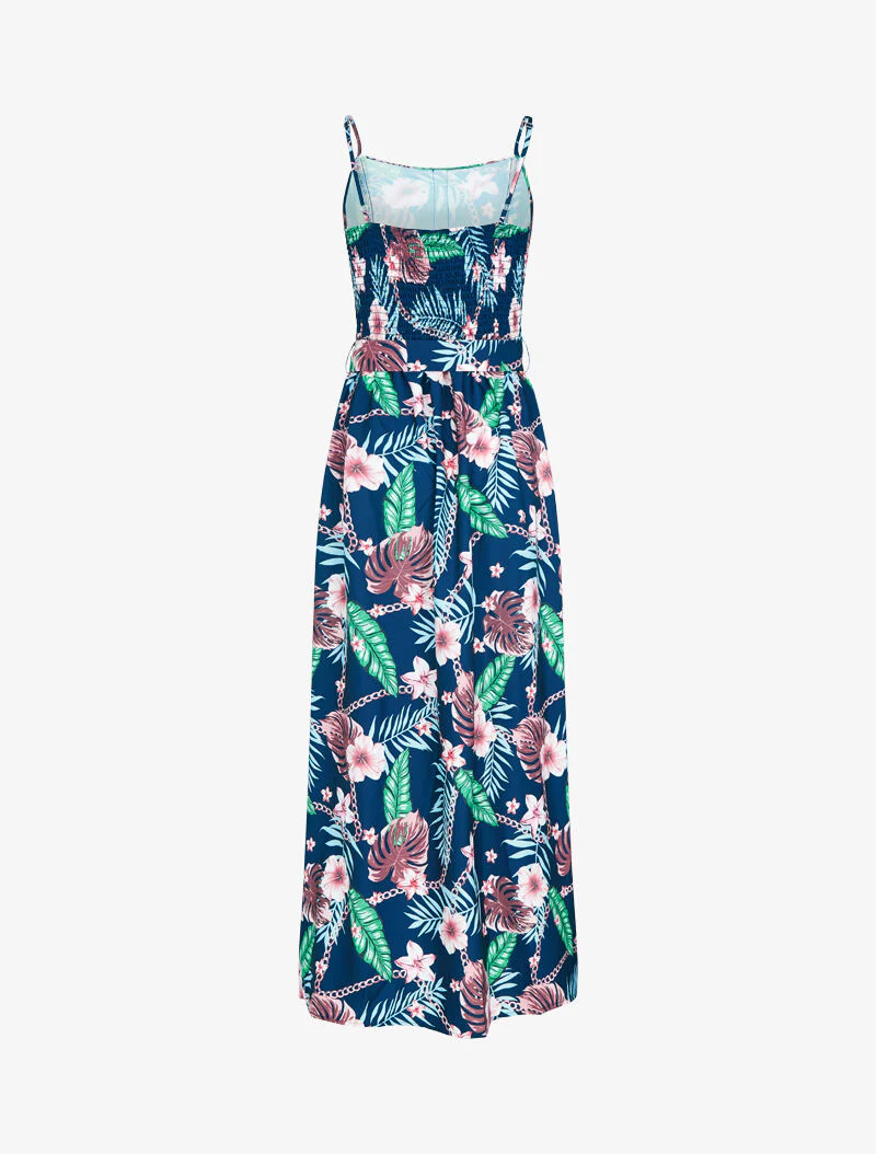 Robe à imprimés floral et chaînes - marine - Image 2