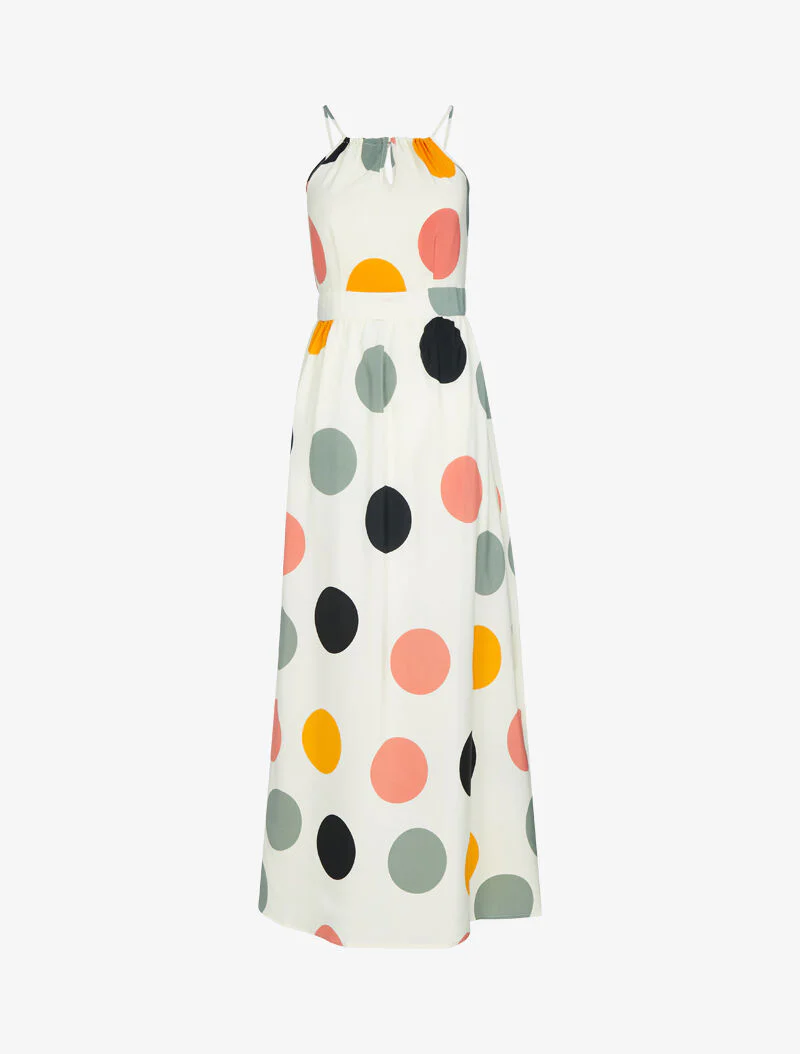 Robe à imprimés ronds colorés - ecru