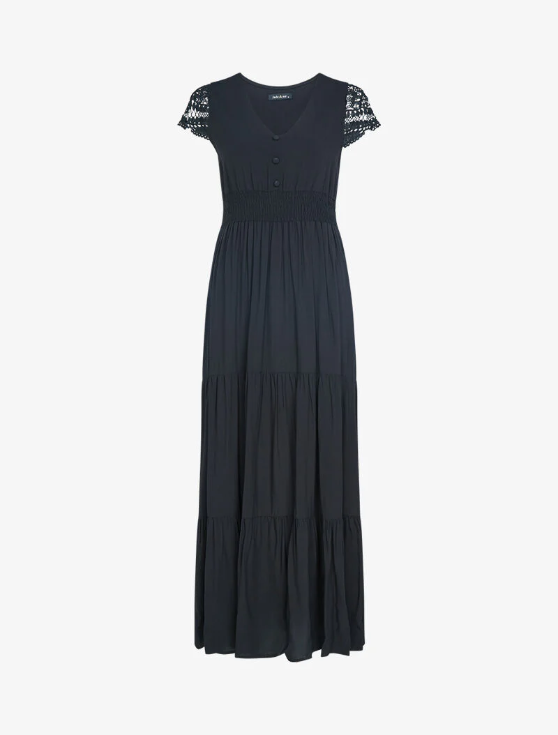 Robe à mancherons brodées - noir