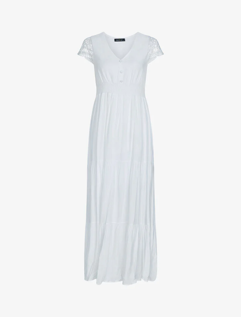 Robe à mancherons brodées - blanc