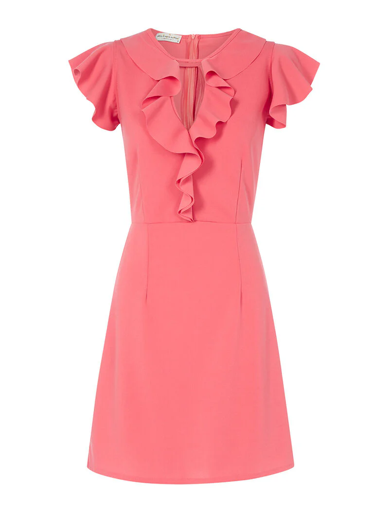 Robe à mancherons volantés - rose