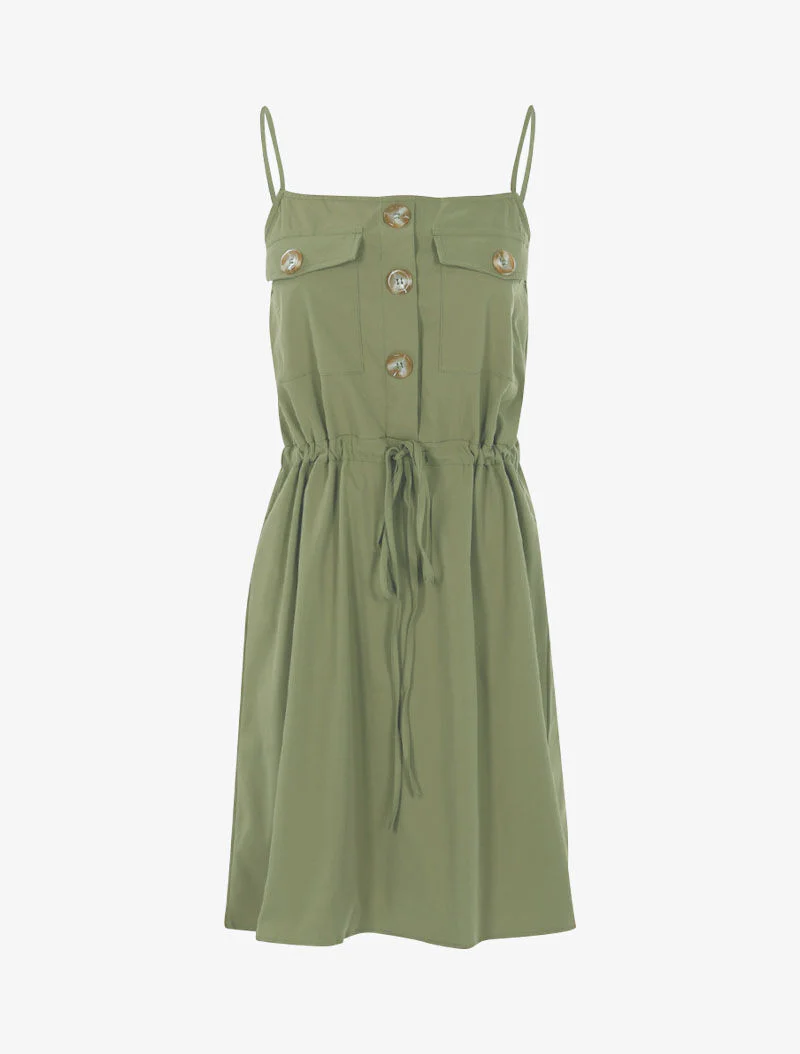 Robe à poitrine ornée de poches - kaki