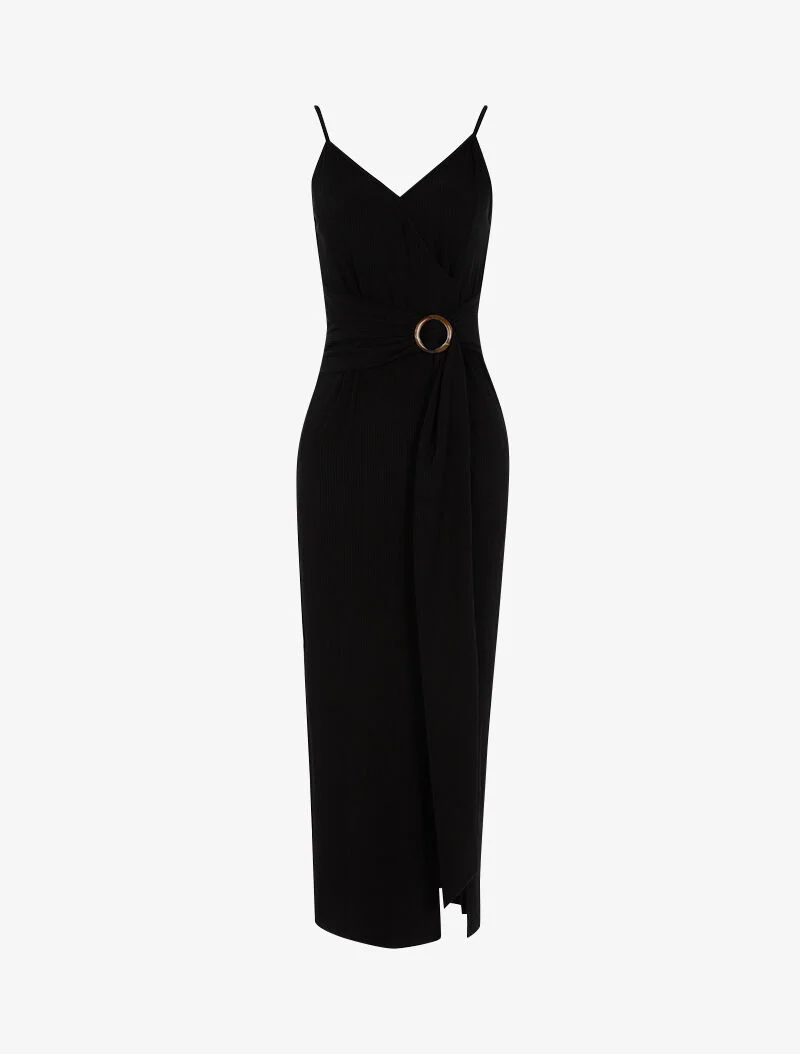Robe à rayures en relief - noir