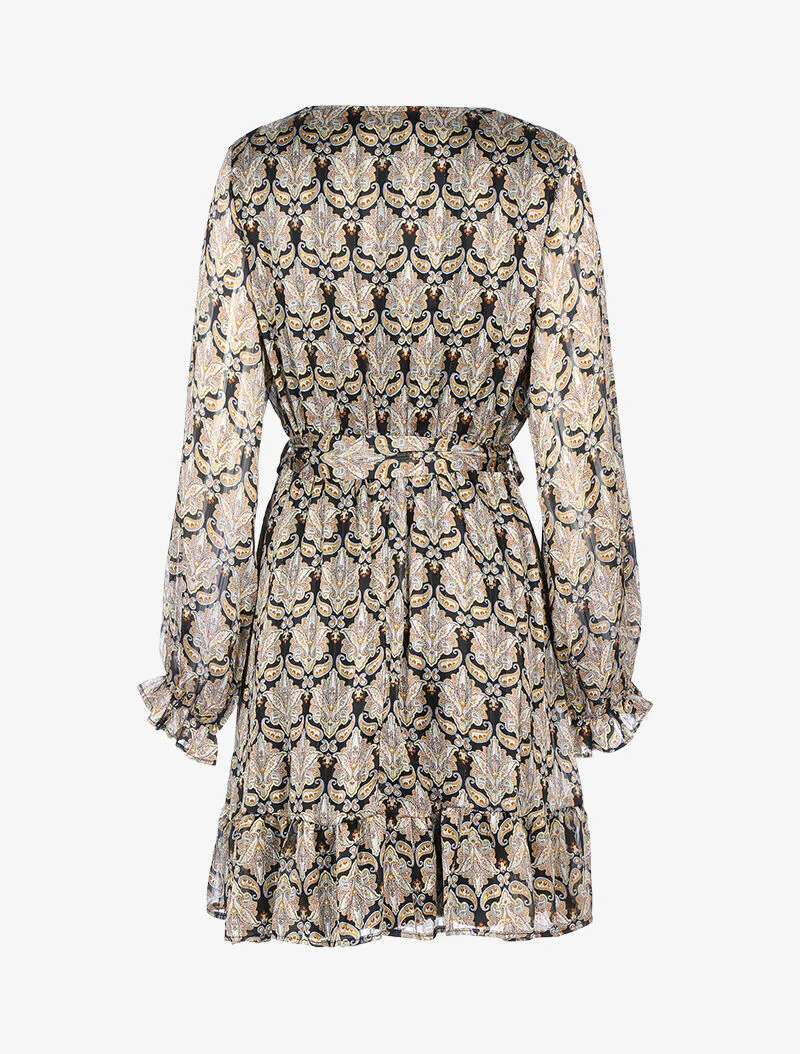 Robe à rayures irisées et imprimés graphiques - taupe - Image 2