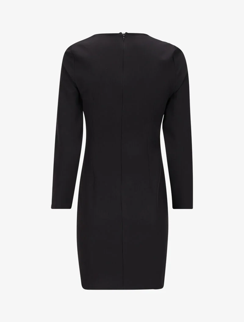 Robe ajustée à col fendu et détail chaîne - Noir - Image 2