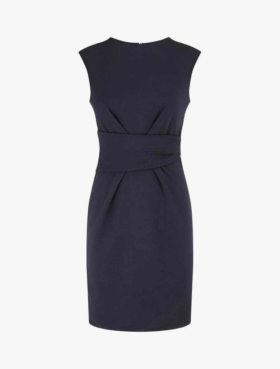 Robe ajustée à pans plissé - Marine