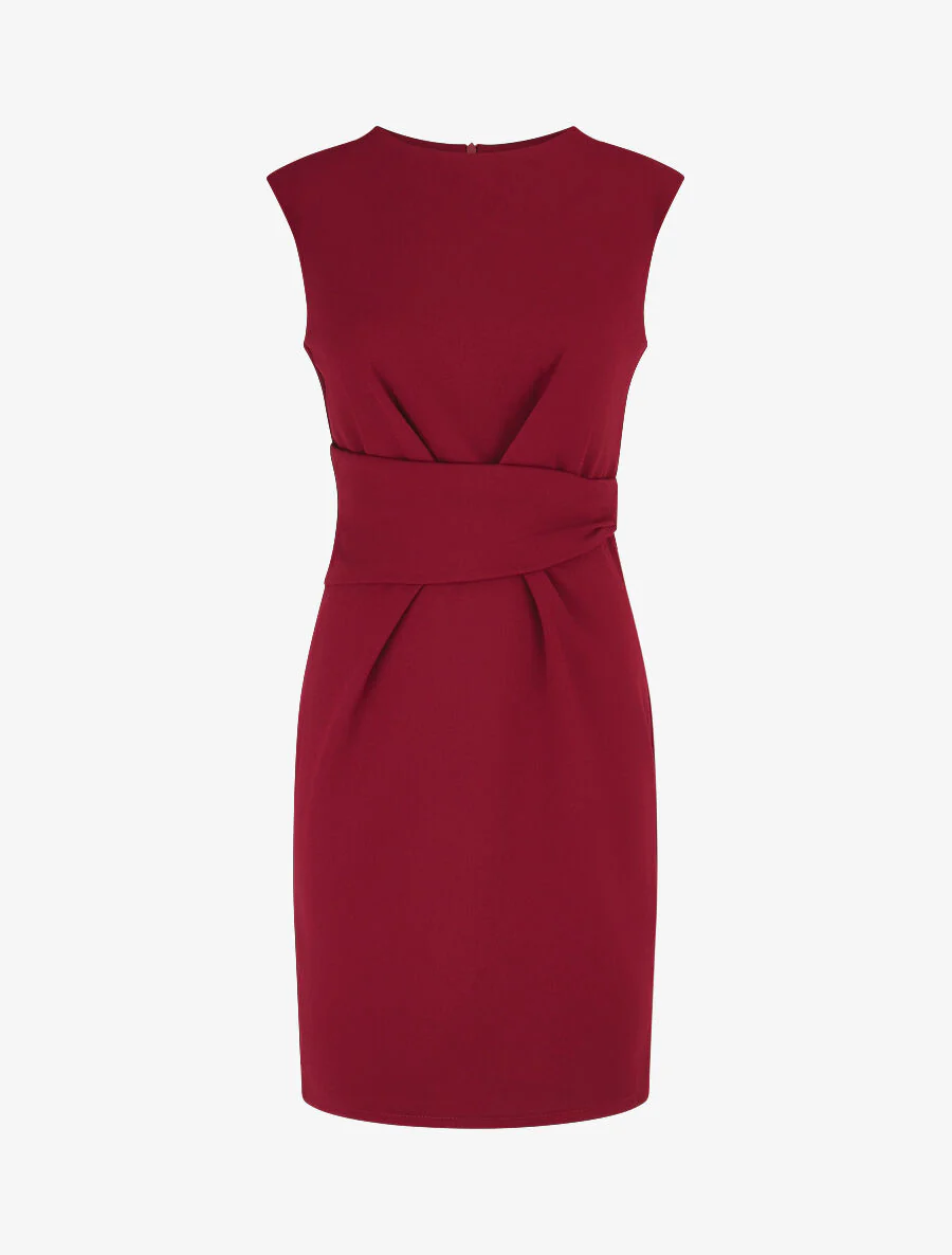 Robe ajustée à pans plissé - Bordeaux