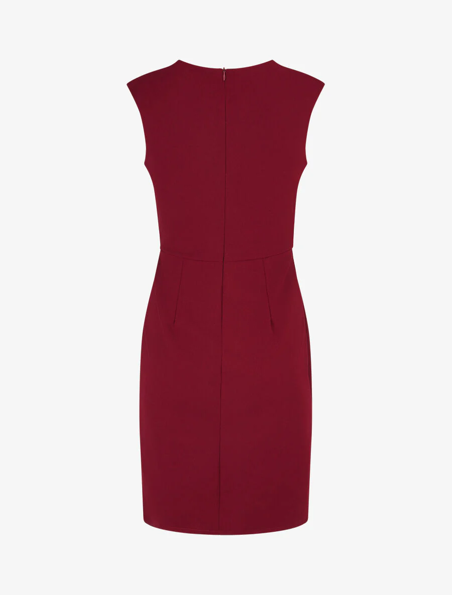 Robe ajustée à pans plissé - Bordeaux - Image 2