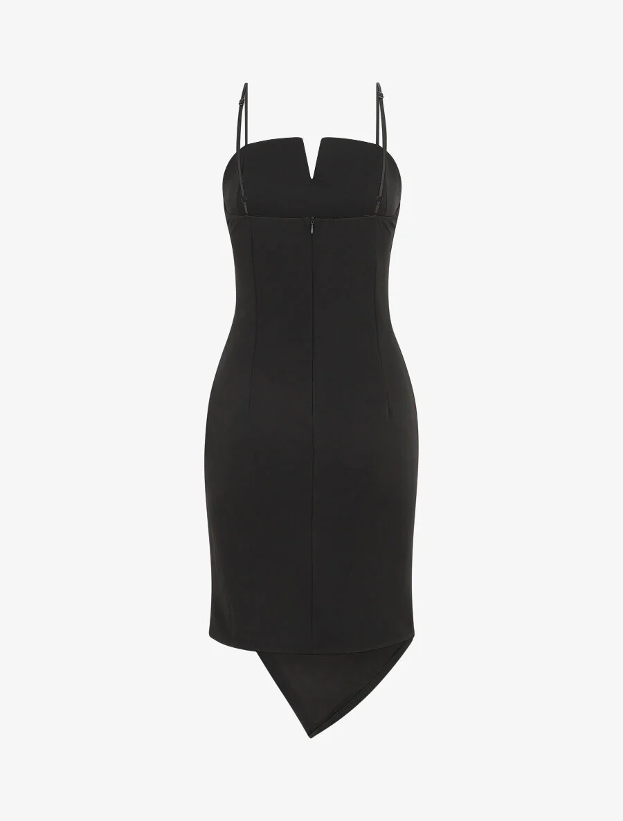 Robe ajustée effet drapé et fines bretelles - Noir - Image 2