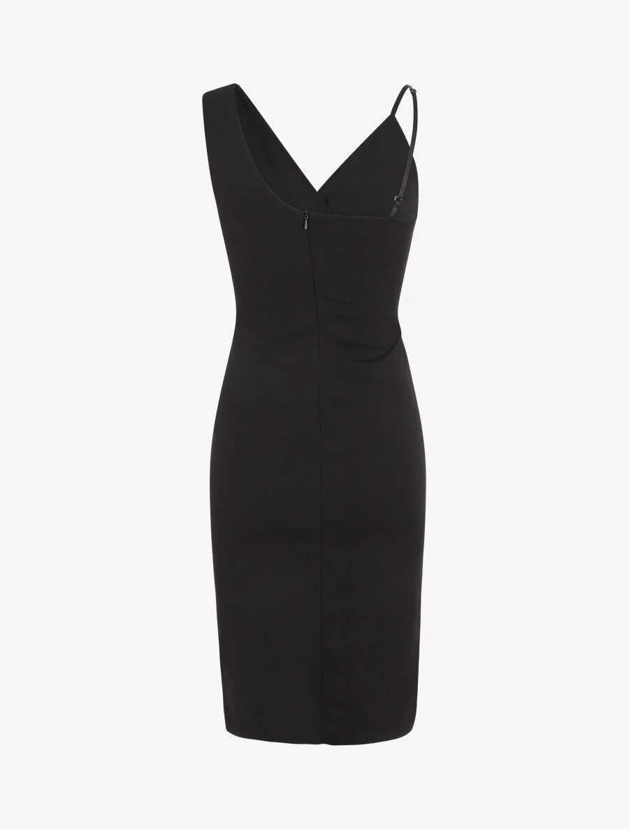 Robe ajustée portefeuille à bretelles asymétriques - Noir - Image 2