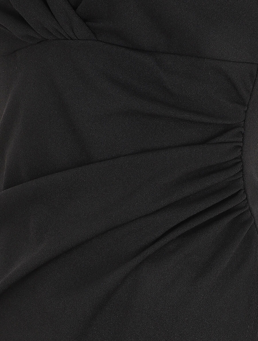 Robe ajustée portefeuille à bretelles asymétriques - Noir - Image 3