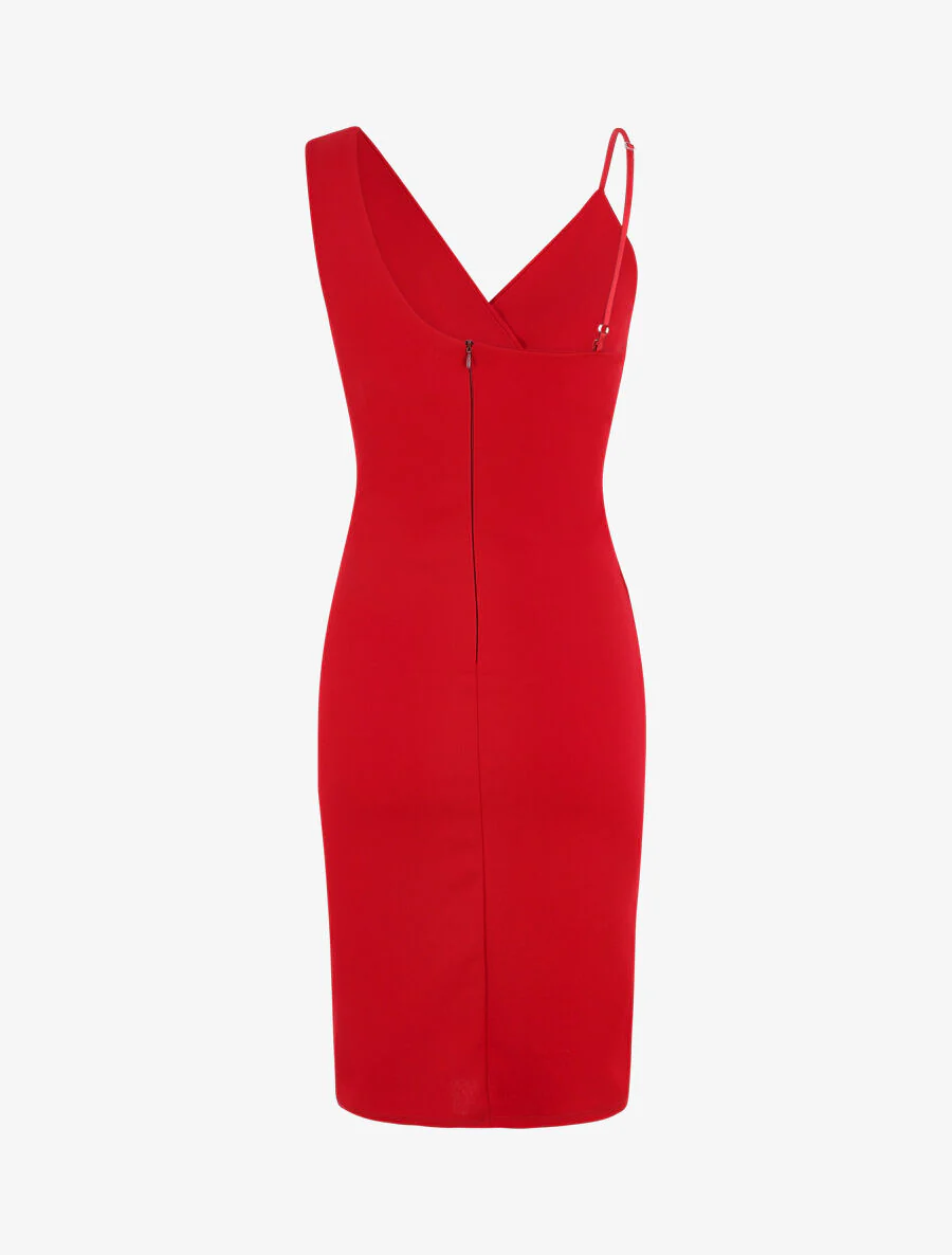 Robe ajustée portefeuille à bretelles asymétriques - Framboise - Image 3