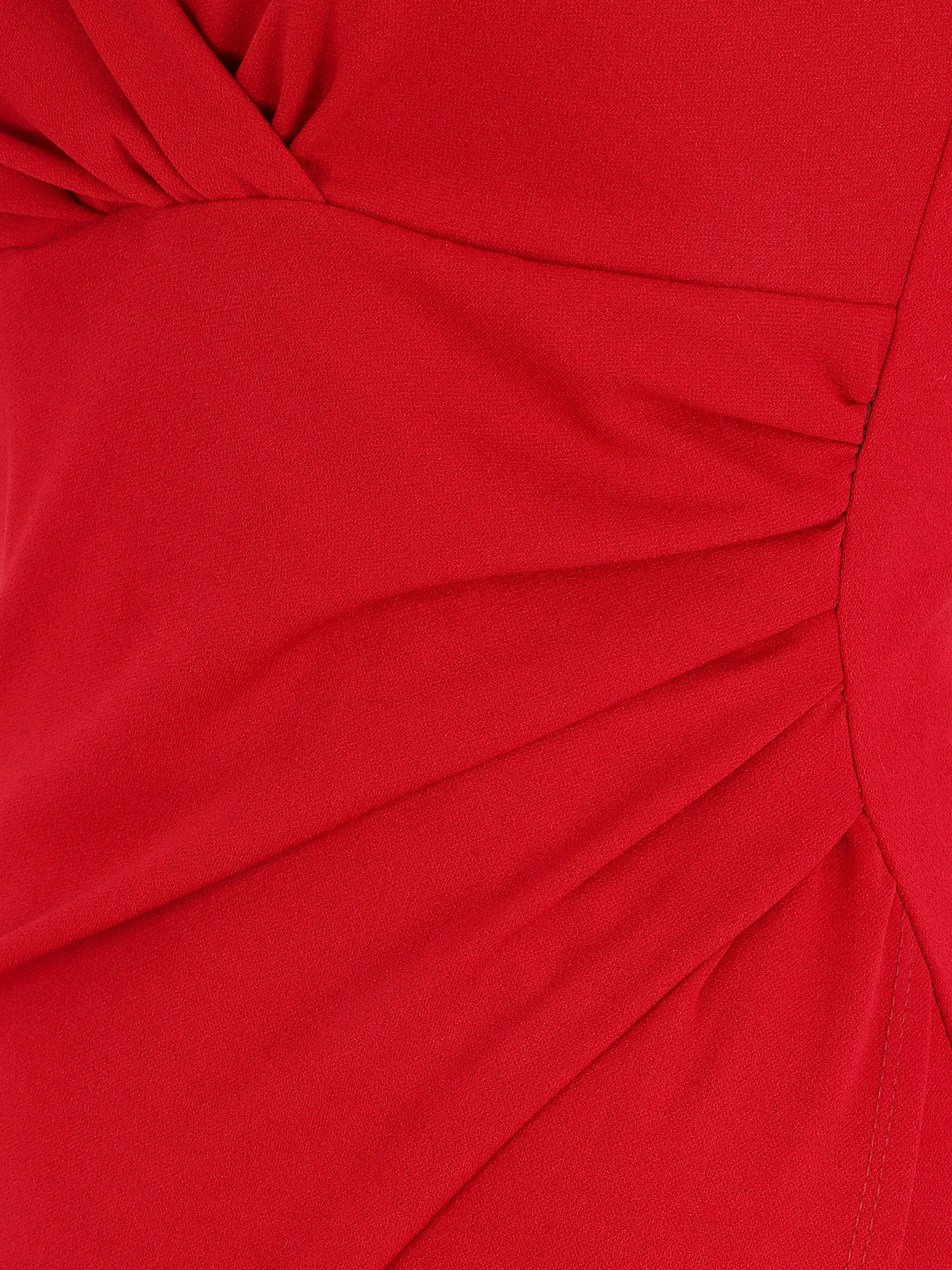 Robe ajustée portefeuille à bretelles asymétriques - Framboise - Image 4