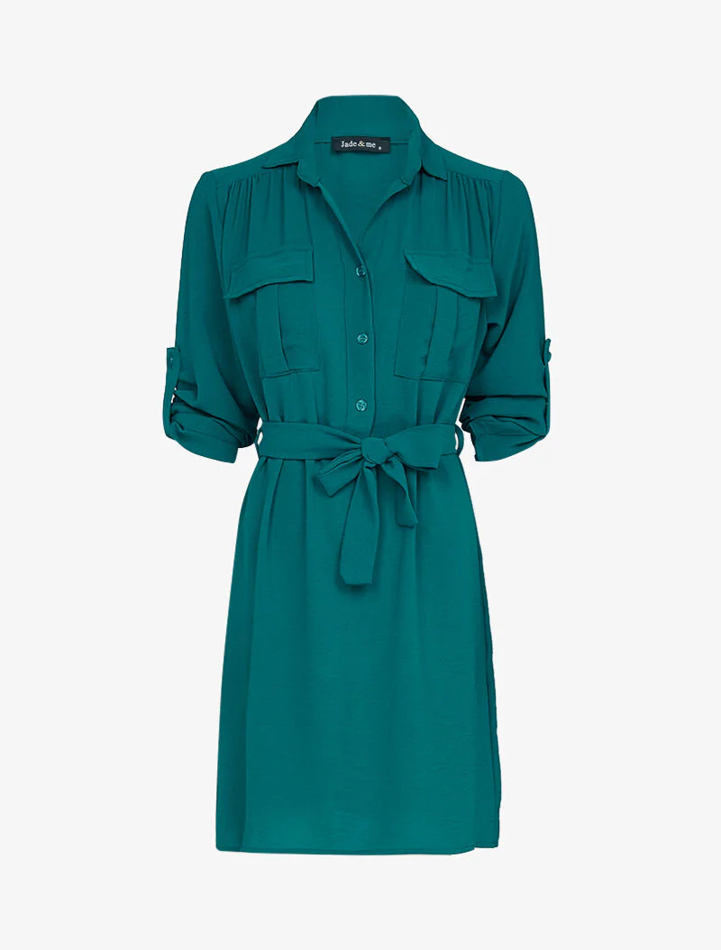 Robe ample style chemise - bleu canard