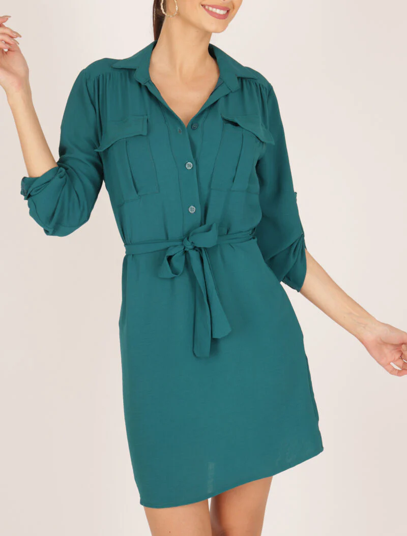 Robe ample style chemise - bleu canard - Image 3
