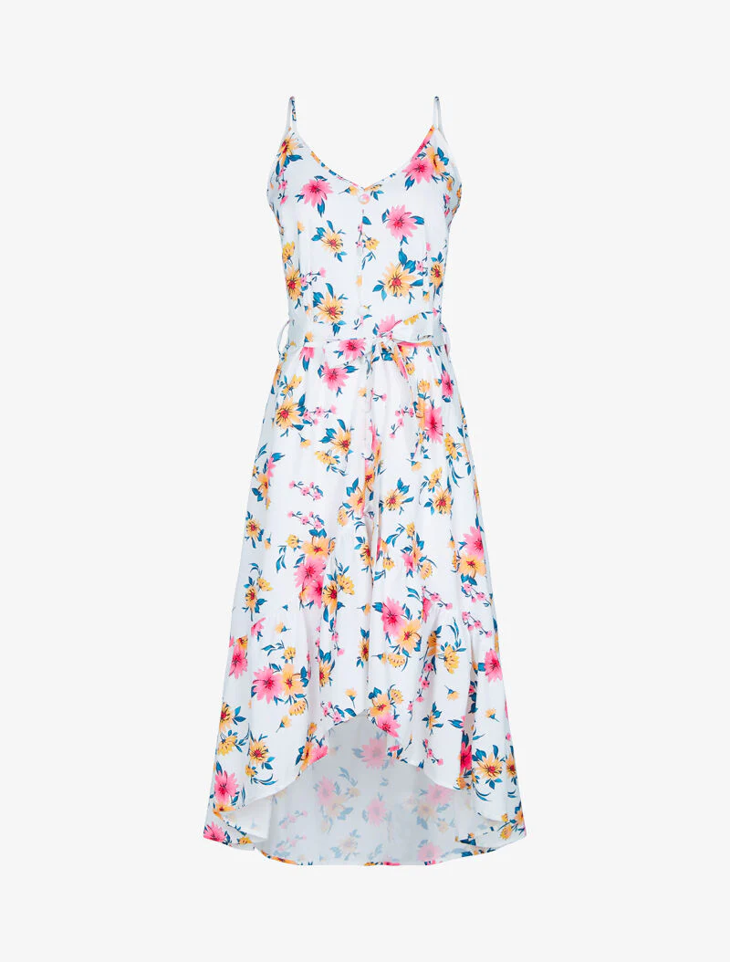 Robe asymétrique à imprimés - blanc