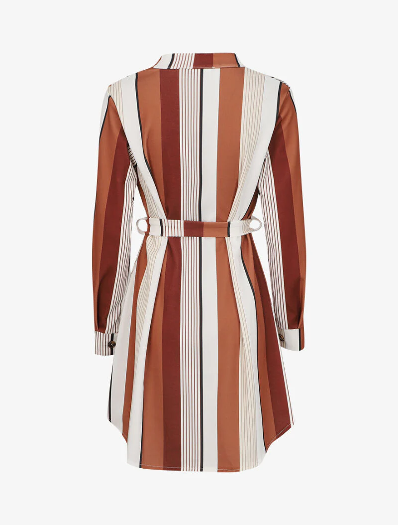 Robe asymétrique à rayures - Camel - Image 2