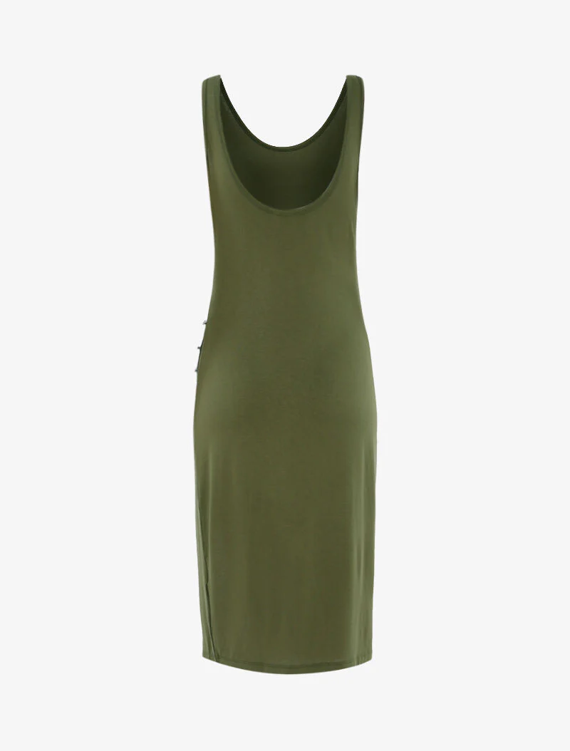 Robe basique à boutonnière - kaki - Image 2