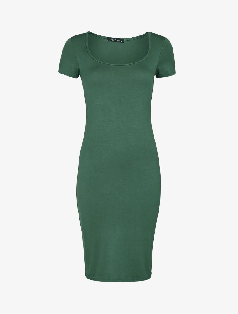 Robe basique à manches courtes - vert