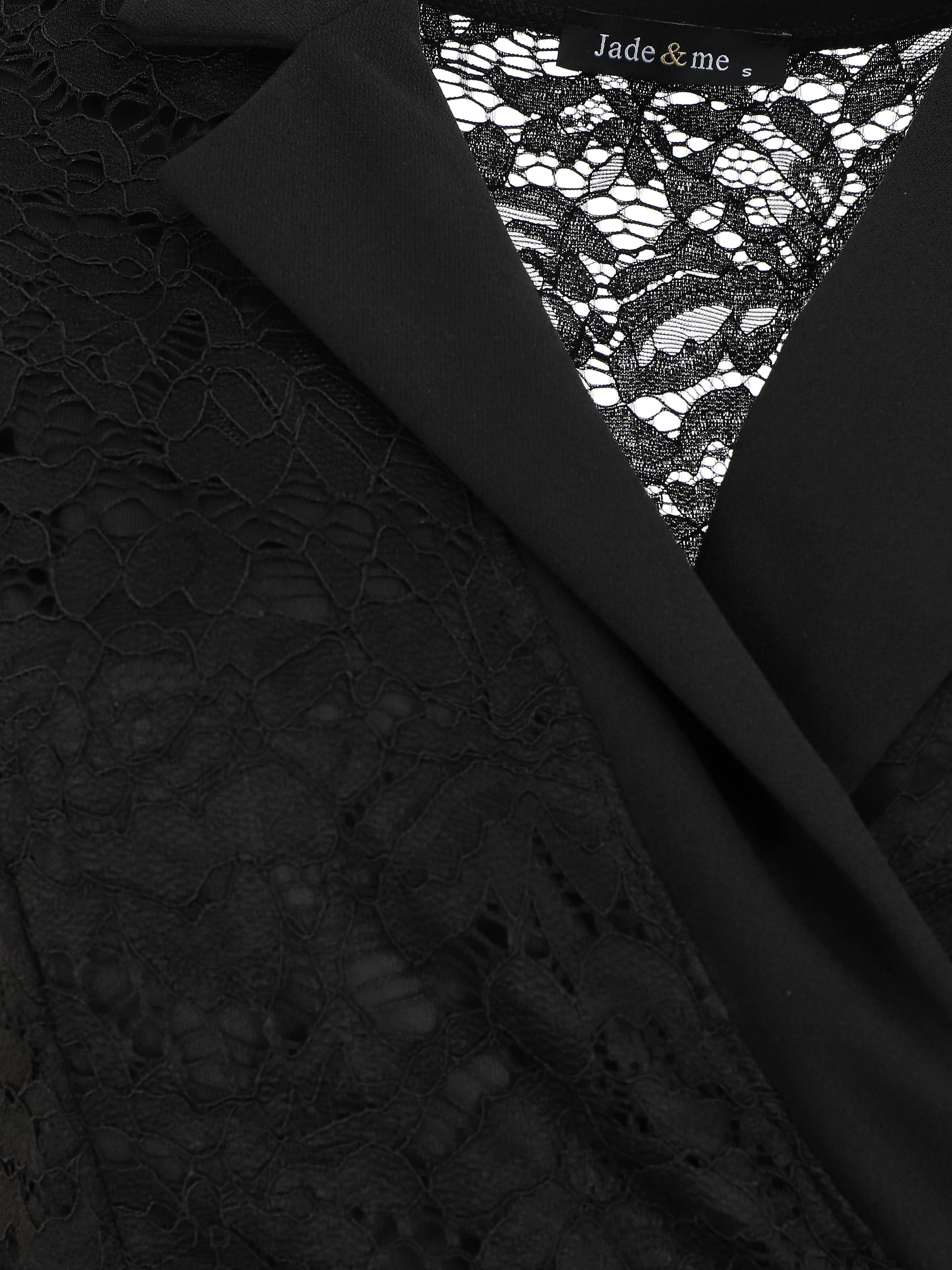 Robe bi-matière à base asymétrique - Noir - Image 3
