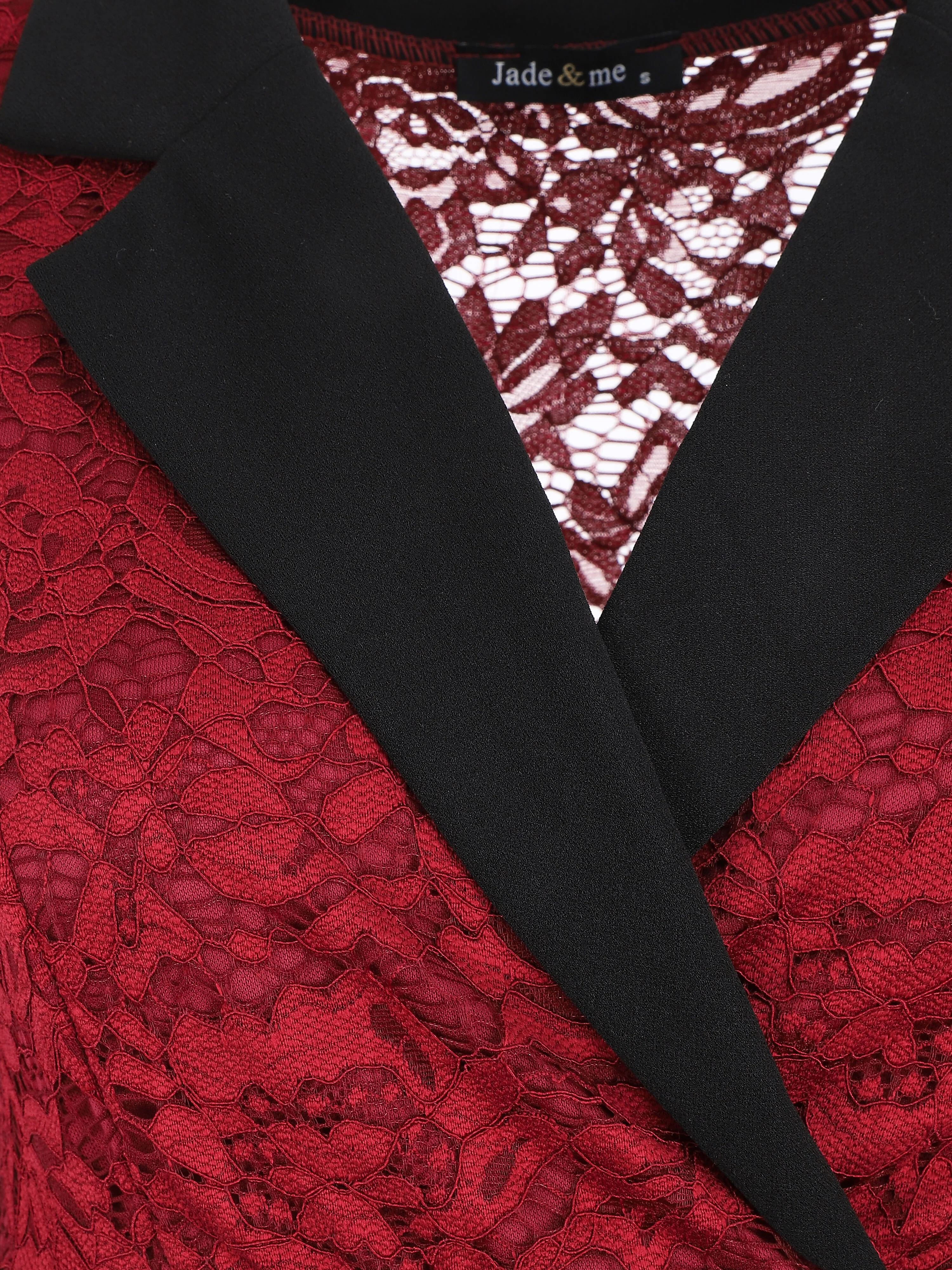 Robe bi-matière à base asymétrique - Rouge - Image 4
